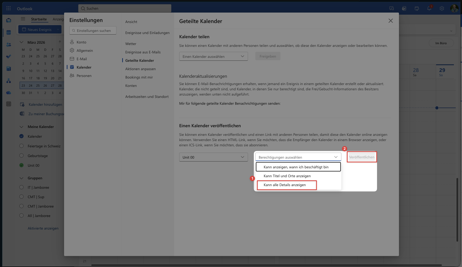 Set permissions and publish